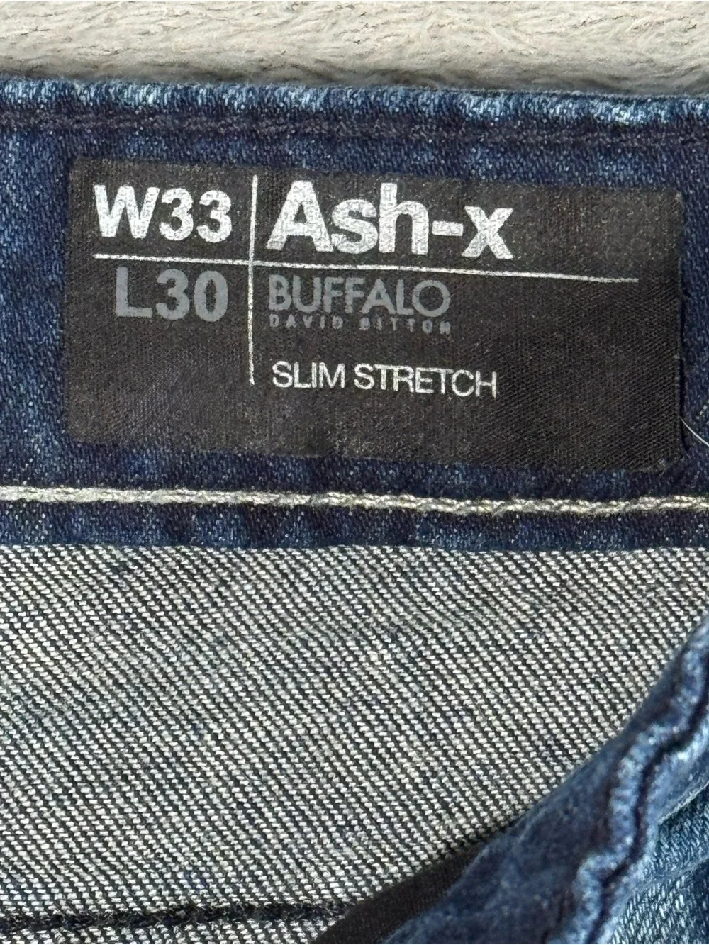 Buffalo David Bitton Ash-X Mens Jeans 33x30 Slim Stretch Dark Wash Distressed
